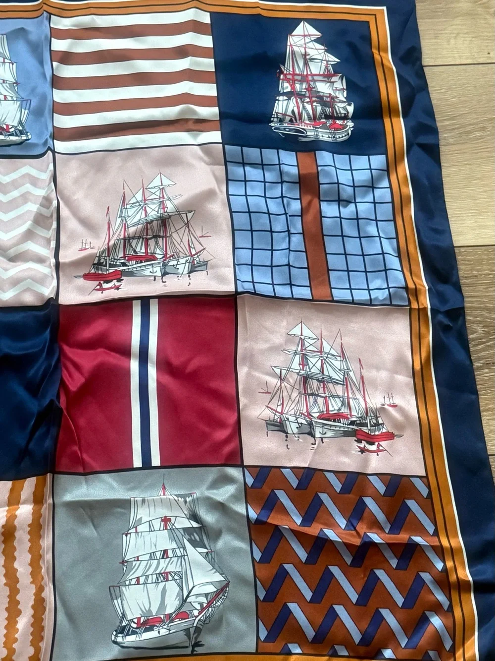 nautical-themed 100% silk scarf
